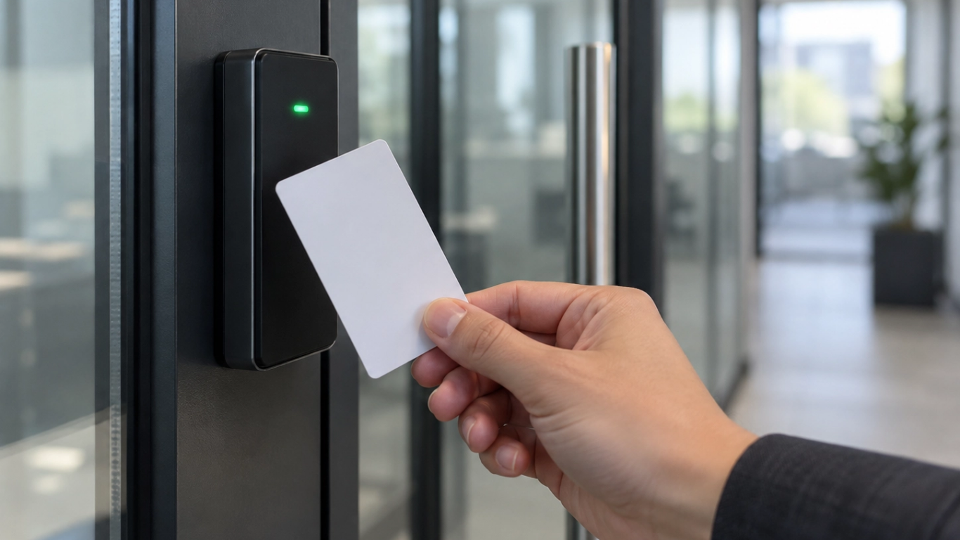 Key card opening a secured door, illustrating the need to control and monitor AI agents’ access to company systems.