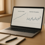 An image of laptop showing how to analyse trends for long and short term trading.