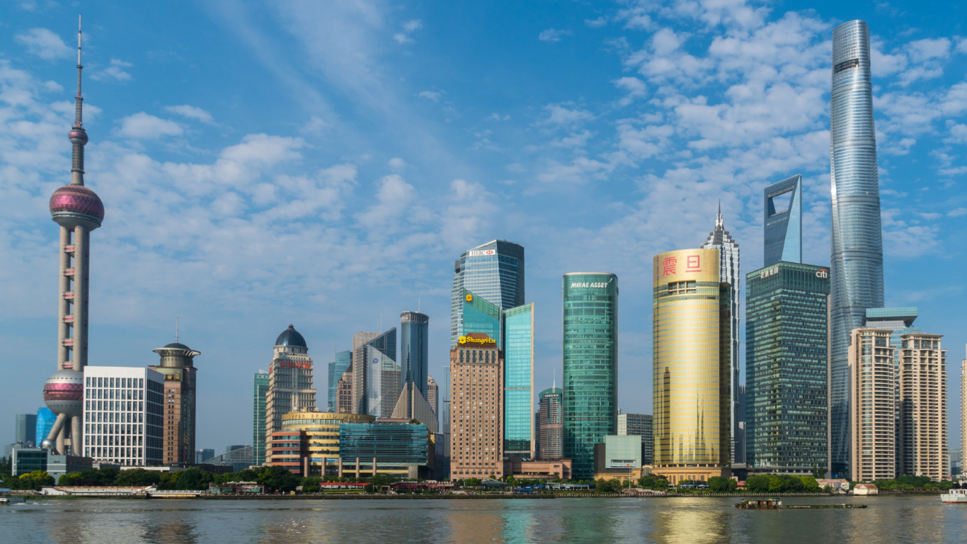 Shanghai skyline representing Asia ex-Japan ETF (AAXJ) exposure to emerging Asian equities including China, Taiwan, and South Korea