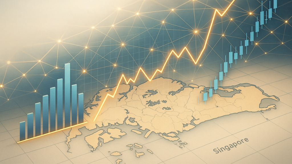 Shows the map of Singapore with stock charts - Cross-Asset Correlation Basics