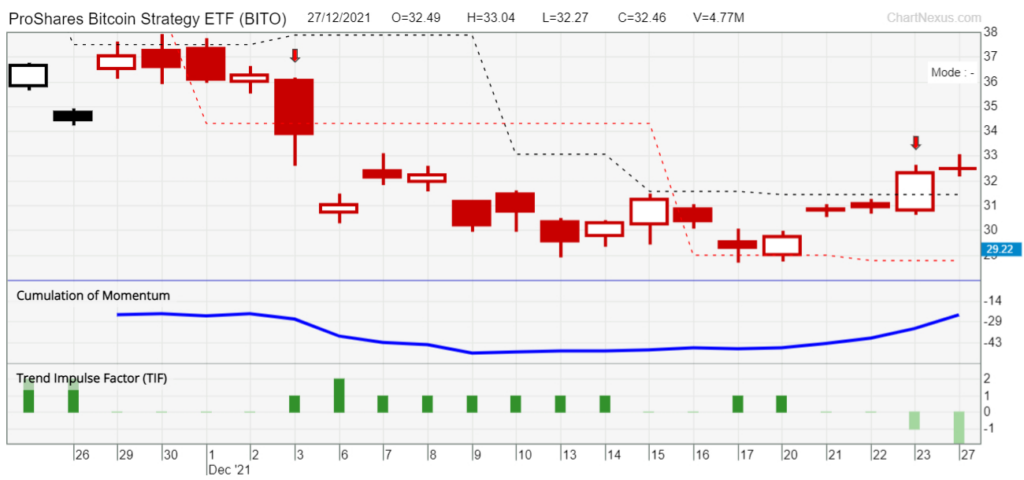 BITO TradersGPS chart 5 Jan 2022 1-month timeframe