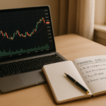 The trading goals are written on the notebook.