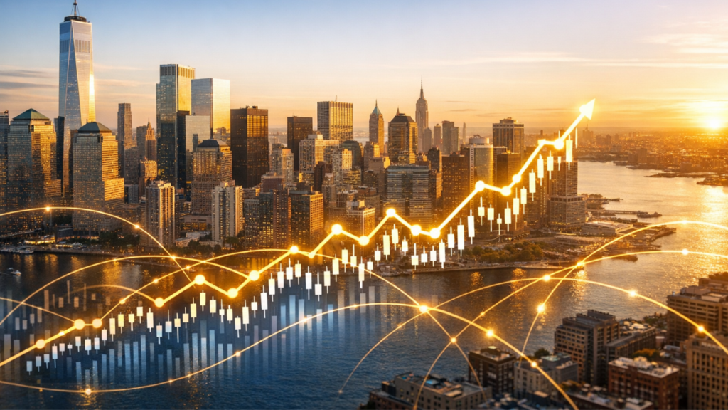 The image shows a building with a graph representing the rapid GDP growth